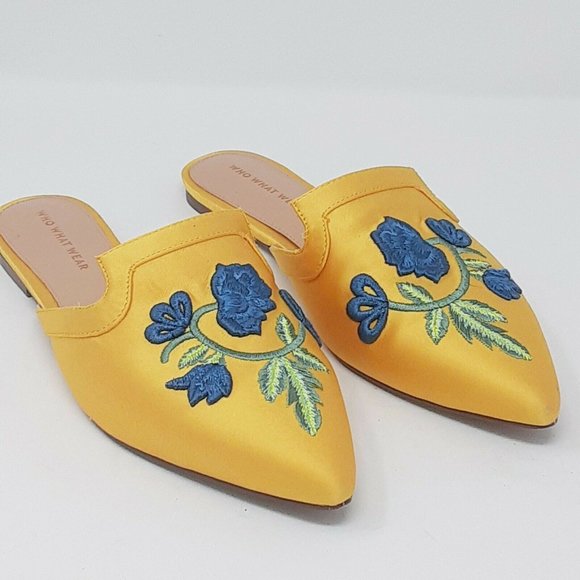Who What Wear Shoes - PRISTINE UC  Embroidered Slippers Slides Mules